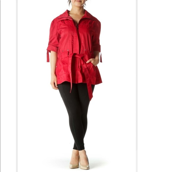 Luii | Short Sleeve Belted Pocketed Zippered Jacket Womens Size M Blue - Picture 8 of 9